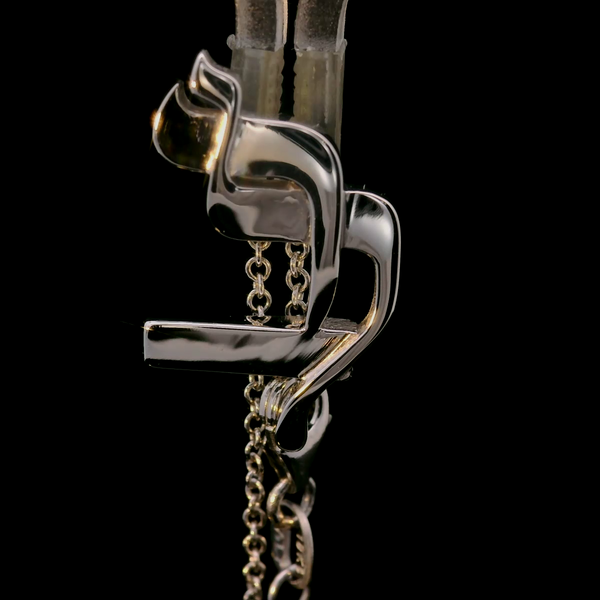 18K White Gold Lamed Bet Heart Pendant and 18 inch 18K White Gold Chain