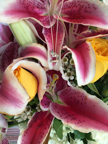 Lamed Bet Textured Heart Pendant Necklace (Sterling Silver)