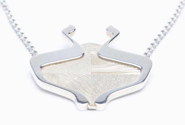 Lamed Lamed  Heart Pendant Necklace (Sterling Silver)