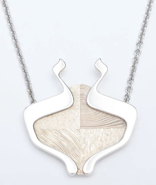 Lamed Lamed  Heart Pendant Necklace (Sterling Silver)