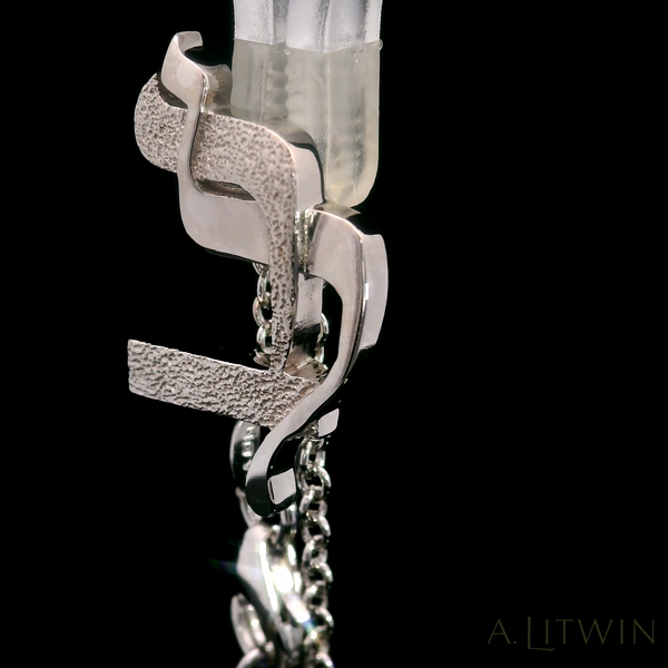 14K White Gold Lamed Textured Bet Heart Pendant and 18 inch 14K White Gold Chain Necklace both Rhodium Plated Necklace