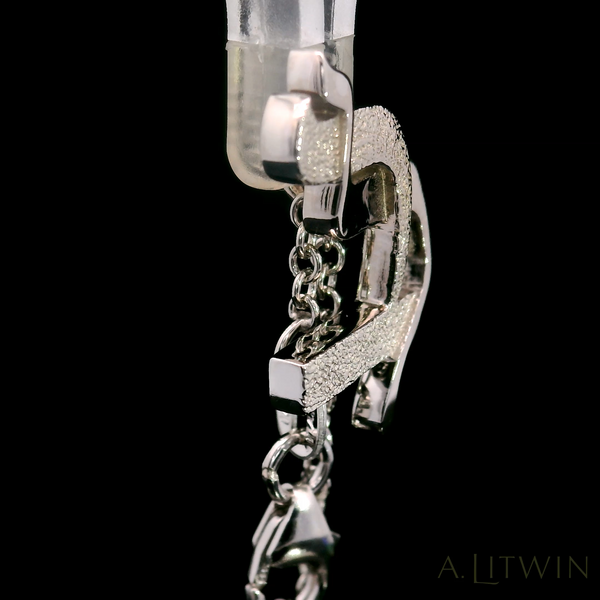 14K White Gold Lamed Textured Bet Heart Pendant and 18 inch 14K White Gold Chain Necklace both Rhodium Plated Necklace