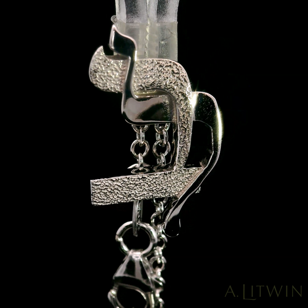 14K White Gold Lamed Textured Bet Heart Pendant and 18 inch 14K White Gold Chain Necklace both Rhodium Plated Necklace