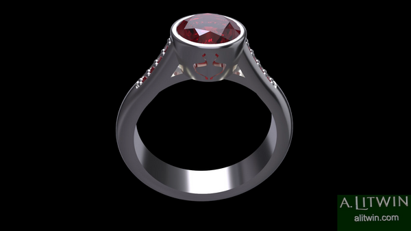 Lamed Lamed Ruby Ring
