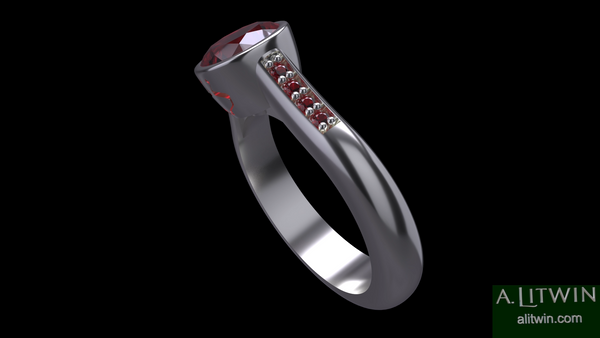 Lamed Lamed Ruby Ring