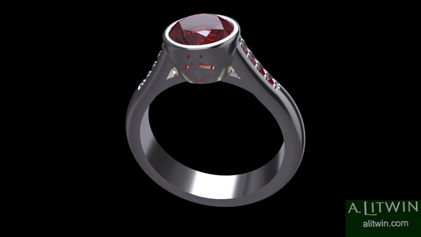 Lamed Lamed Ruby Ring