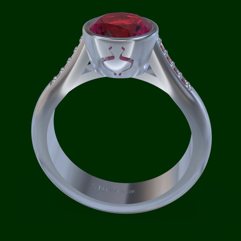 Lamed Lamed Heart Ruby Ring