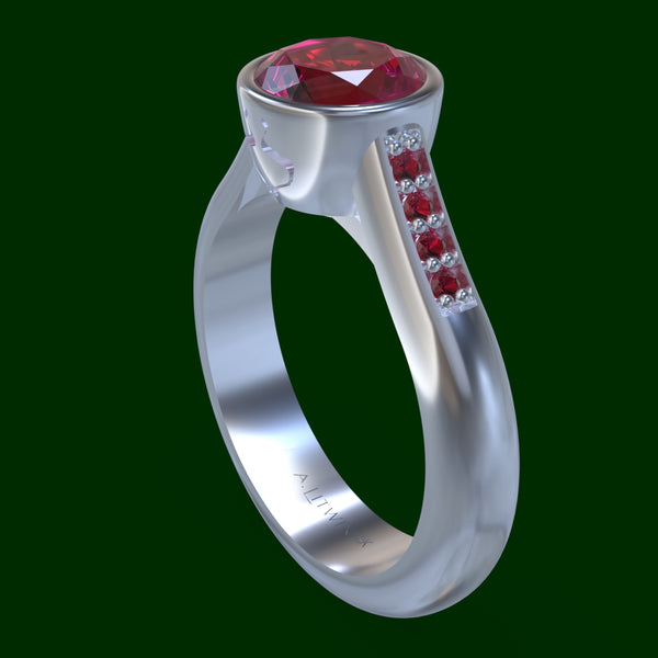 Lamed Lamed Heart Ruby Ring