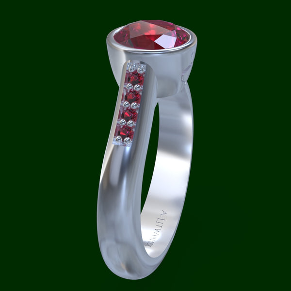 Lamed Lamed Heart Ruby Ring