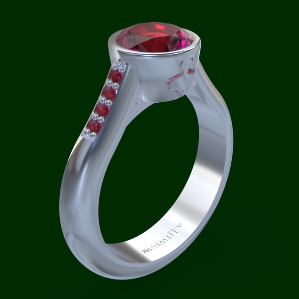 Lamed Lamed Heart Ruby Ring